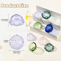 12 Stück transparente Glasperlenkappen in 6 Farben&nbsp;GLAA-YW0004-84