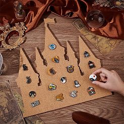 Organizadores de broches de pared de MDF y corcho con forma de castillo&nbsp;AJEW-WH0609-123B