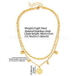 Doppelreihige Halskette mit herzförmigem Anhänger aus Edelstahl 304 für Damen&nbsp;WG4F0FA-01