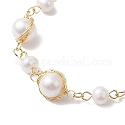 Gliederarmbänder aus natürlichen Zuchtperlen aus Süßwasserperlen für Frauen&nbsp;BJEW-JB10190