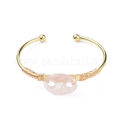 Bracelet de manchette ouvert en grain de café avec pierres précieuses&nbsp;BJEW-G660-01G