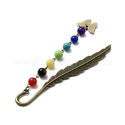 Segnalibro pendente in lega di smalto a farfalla con perla di pietra preziosa chakra&nbsp;AJEW-JK00253-01