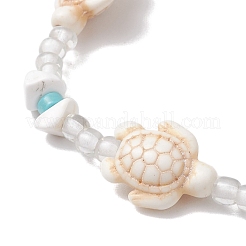 Stretch-Armbänder aus synthetischen Türkis- und Magnesitperlen&nbsp;BJEW-JB11671