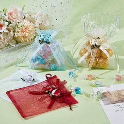 40 Stück 4 Farben 3D-Blumen-Organza-Kordelzugbeutel&nbsp;OP-BBC0001-06C