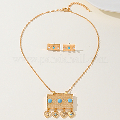 Set di orecchini a bottone e collane pendenti in turchese sintetico per donna&nbsp;VW9294