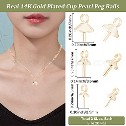 60 pièce 3 styles de pendentifs en laiton avec perles et bélières&nbsp;KK-BBC0028-88G