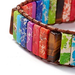 Bracelet en perles rectangle de régalite synthétique/jaspe impérial/sédiment marin&nbsp;LS-BJEW-F420-03