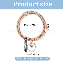 2 Stück Set aus mehrsträngigen Armbändern mit dehnbaren Eisenketten&nbsp;BJEW-BC0001-25