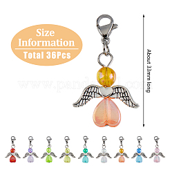 36 Uds. Adornos de Ángel acrílico transparente de 9 colores&nbsp;HJEW-AB00668