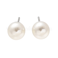 Ohrstecker aus ABS-Kunstperlen in Messing&nbsp;EJEW-B132-01B-P