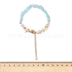 Strandähnliche Armbänder aus natürlichen weißen Jadesplittern und synthetischem Türkis&nbsp;BJEW-JB14140-02