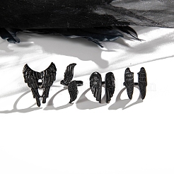 4 Stück 4 Stile Legierung Flügel Fingerringe Set für Unisex&nbsp;PW-WG3588A-01