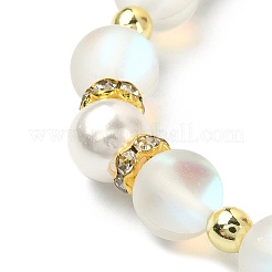 Bracciale elasticizzato con perline sintetiche in pietra di luna&nbsp;BJEW-JB09504