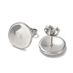 Pendientes redondos planos de acero inoxidable 304 que no se deslustran para mujer&nbsp;EJEW-P234-13P