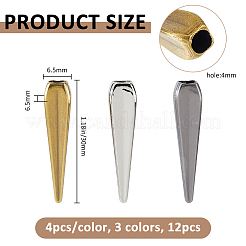 12 embout de cordon en alliage de 3 couleurs&nbsp;FIND-FH0016-82