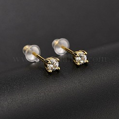 925 Ohrstecker aus Sterlingsilber mit klarem Zirkonia&nbsp;EJEW-Q029-01G