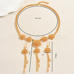 Set di orecchini e collane in lega con nappe a forma di fiore cavo per donna&nbsp;EU9559