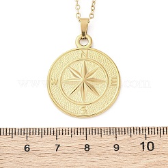 Kompass 304 Edelstahl Anhänger Halsketten&nbsp;NJEW-M096-19G