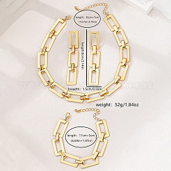 Sets aus Halsketten & Armbändern mit rechteckigen Gliederketten aus Legierung und Ohrsteckern&nbsp;FS-WG74F2B-01