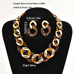 Ensemble collier et boucles d'oreilles pendantes en alliage et plastique CCB&nbsp;FS-WG734CE-01