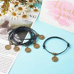 Plat rond avec 12 constellations bracelets à breloques en alliage de style tibétain&nbsp;BJEW-JB06365