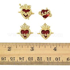 4 pz. 3 stili di ciondolo a forma di cuore in ottone con vetro rosso scuro&nbsp;KK-FS0001-86