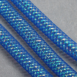 Tubos de malla, Cable de hilo de plástico neto, con AB vena de color, azul real, 8mm, 30 yardas