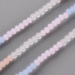 7 Farben Milchglas Perlen Stränge, segmentierte mehrfarbige Perlen, facettierte Rondelle, Mischfarbe, 3x2.5 mm, Bohrung: 0.6 mm, ca. 196 Stk. / Strang, 17.99 Zoll (45.7 cm)