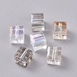 K5 perles de verre strass, facette, cube, couleur mixte, 8x8x8mm