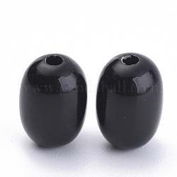 Abalorios acrílicos opacos, oval, negro, 9x7mm, Agujero: 2 mm, aproximamente 1990 unidades / 500 g