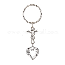 Porte-clés pendentif en alliage coeur saint valentin, avec porte-clés fendus, ailier, 7.3 cm.