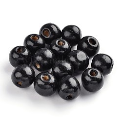 Perle di legno naturale tinte, tondo, bello per fare regali per bambini,  piombo libero, nero, circa 14 mm di larghezza, su 13 mm di altezza, Foro: 4 mm, circa 1200pcs/1000g