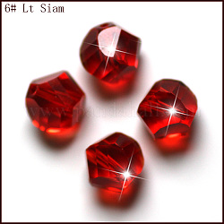 Imitazione branelli di cristallo austriaco, grado aaa, sfaccettato, poligono, rosso, 8mm, Foro: 0.9~1 mm