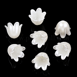 Pintura en aerosol plástico abs perlas de imitación, flor, crema, 10x11x8.5mm, agujero: 1.4 mm