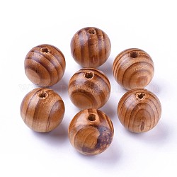 Perle di legno naturale rotonde, perline macramè foro grande, tinto,  piombo libero, Burlywood, 28~30x27.5~29mm, Foro: 4.5~6 mm