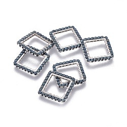 Miyuki & toho perles de rocaille japonaises faites à la main, avec anneaux connecteurs en 304 acier inoxydable, motif de tissage, carrée, couleur d'argent, bleu acier, 15x15x1.8~2mm