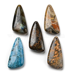 Pendentifs pierres précieuses naturelles mixtes, triangle, 46x21~23x8.5~9mm, Trou: 1.5mm