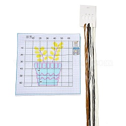 Kits de principiantes de punto de cruz diy con patrón de flores, kit de punto de cruz estampado, Incluye tela estampada de 11 quilate., hilo y agujas para bordar, instrucciones, color mezclado, 195~198x195~204x1mm