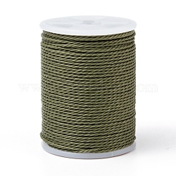 Cordón redondo de poliéster encerado, cordón encerado de taiwán, cuerda retorcida, oliva, 1mm, alrededor de 12.02 yarda (11 m) / rollo
