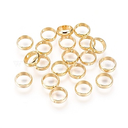 Cornici perline in ottone, anello, vero placcato oro 18k, 7.5x2.5mm, Foro: 1 mm, diametro interno: 6.5mm