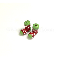 Perles vernissées manuelles, bas de noël, rouge, 17~19x19~21x10~11mm, Trou: 1mm