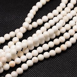 Fili di perline rotonde di magnesite naturale, bianco floreale, 10mm, Foro: 1 mm, circa 38pcs/filo, 15.74 pollice