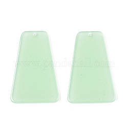 半透明の酢酸セルロース（樹脂）ペンダント  ソリッドカラー  台形  薄緑  41.5x26.5x2.5mm  穴：1.5mm