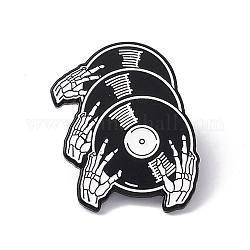 Pasador de esmalte de instrumentos musicales punk, Broche de aleación negra de electroforesis para ropa de mochila, patrón de cráneo, 30x25x2mm, pin: 1.2 mm