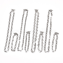 304 ensembles de colliers et bracelets en chaîne à maillons en acier inoxydable, avec fermoirs toggle, couleur inoxydable, 16.93 pouce (43 cm), 7-3/4 pouce (19.8 cm), 8 pièces / kit