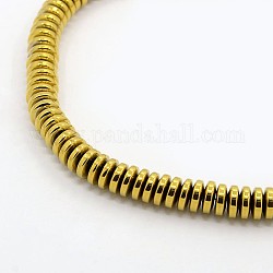 Grade A Electroplate Non-magnetic Synthetic Hematite Heishi Beads Strands, Flat Round/Disc, Golden Plated, 6x2mm, Hole: 1mm, about 185pcs/strand, 16.1 inch