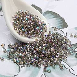 Perles de verre électrolytiques transparentes plaquées arc-en-ciel, facette, Toupie, grises , 2x2mm, Trou: 0.7mm, environ 720 pcs / sachet 