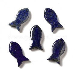 Natural Lapis Lazuli Pendants, Fish Charms, 39x20x7~7.5mm, Hole: 2.3mm