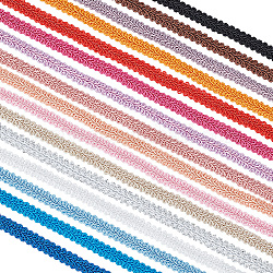 Pandahall Elite 32 m 16 Farben Polyester-Tausendfüßler-Spitzenbesatz, Bastelband für Braut, Kostüm, Schmuck, basteln und nähen, Mischfarbe, 3/8 Zoll ~ 1/2 Zoll (11~12 mm), 2m / Farbe