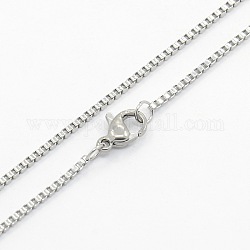 Unisex 304 Stainless Steel Box Chain Necklaces, with Lobster Claw Clasps, Stainless Steel Color, 17.7 inch(45cm)